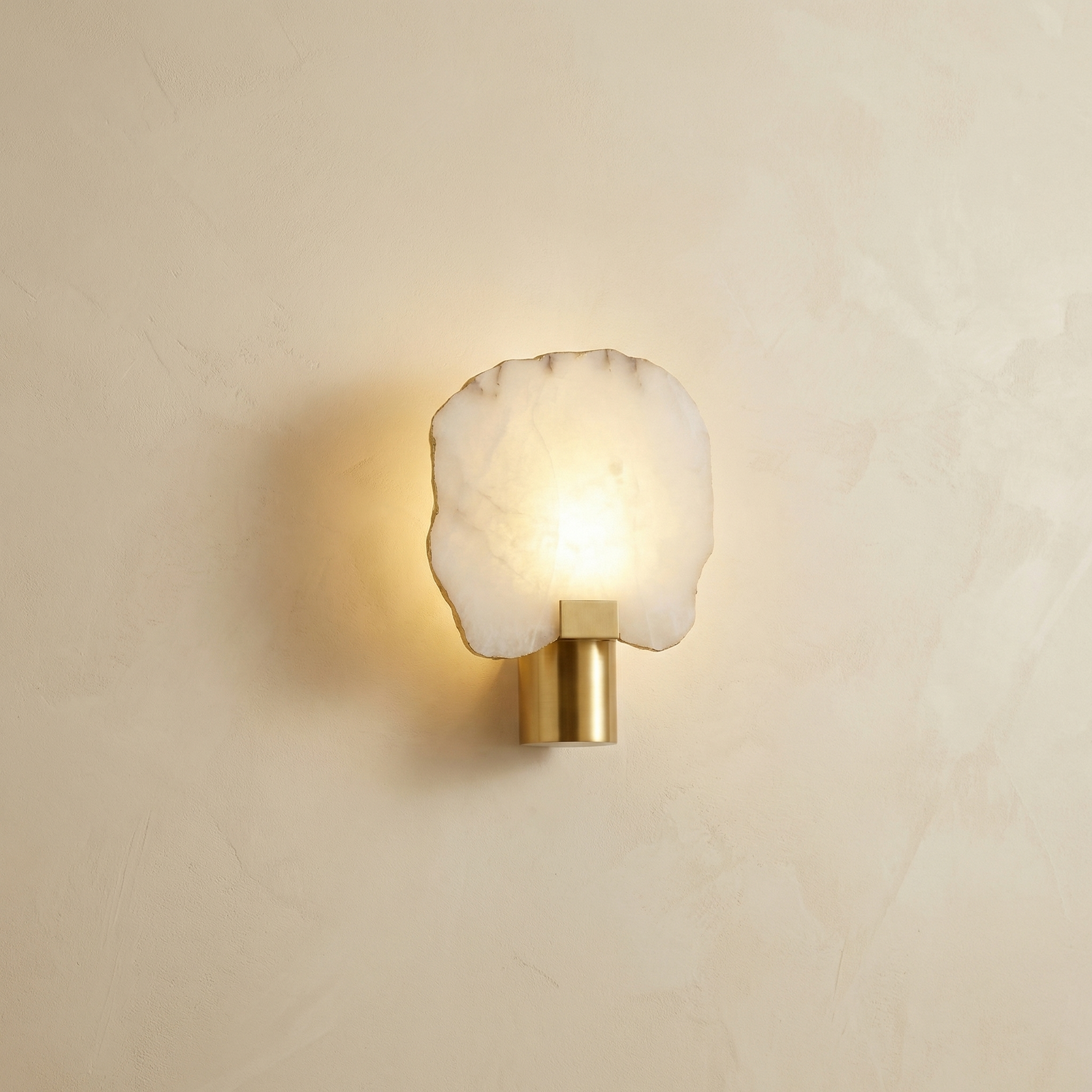 Yiosi Terra Slice Half Moon Alabaster Wall Sconce - Image 1