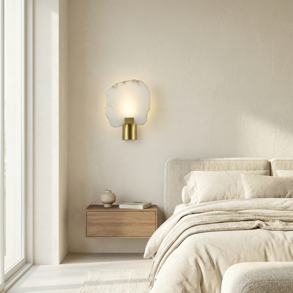 Yiosi Terra Slice Half Moon Alabaster Wall Sconce - Image 4
