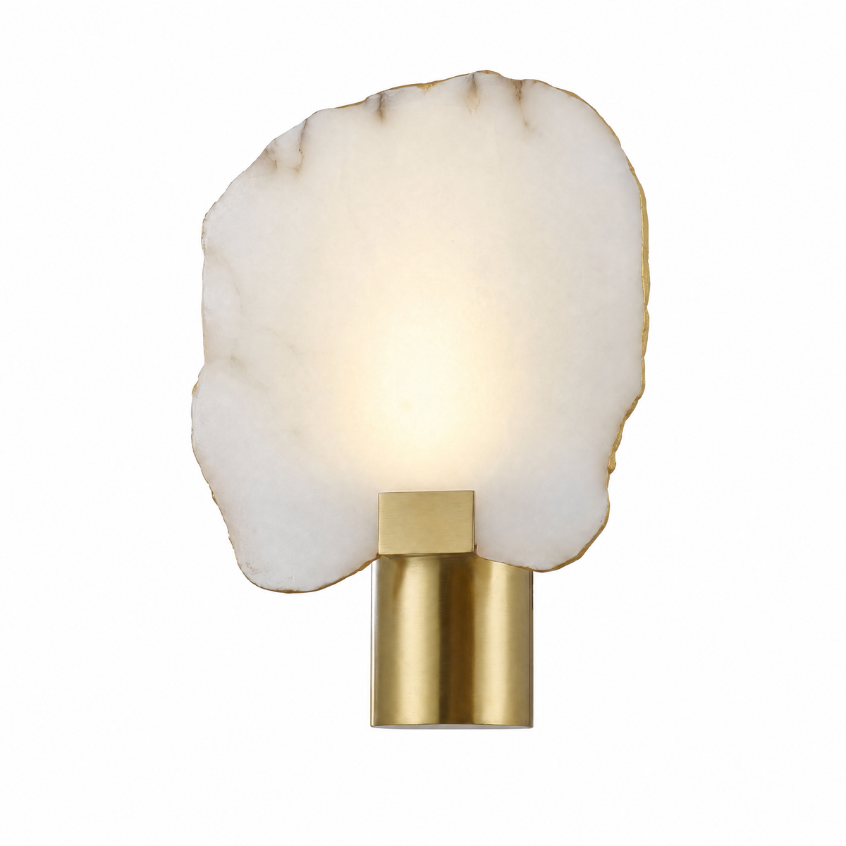Terra Slice Half Moon Alabaster Wall Sconce