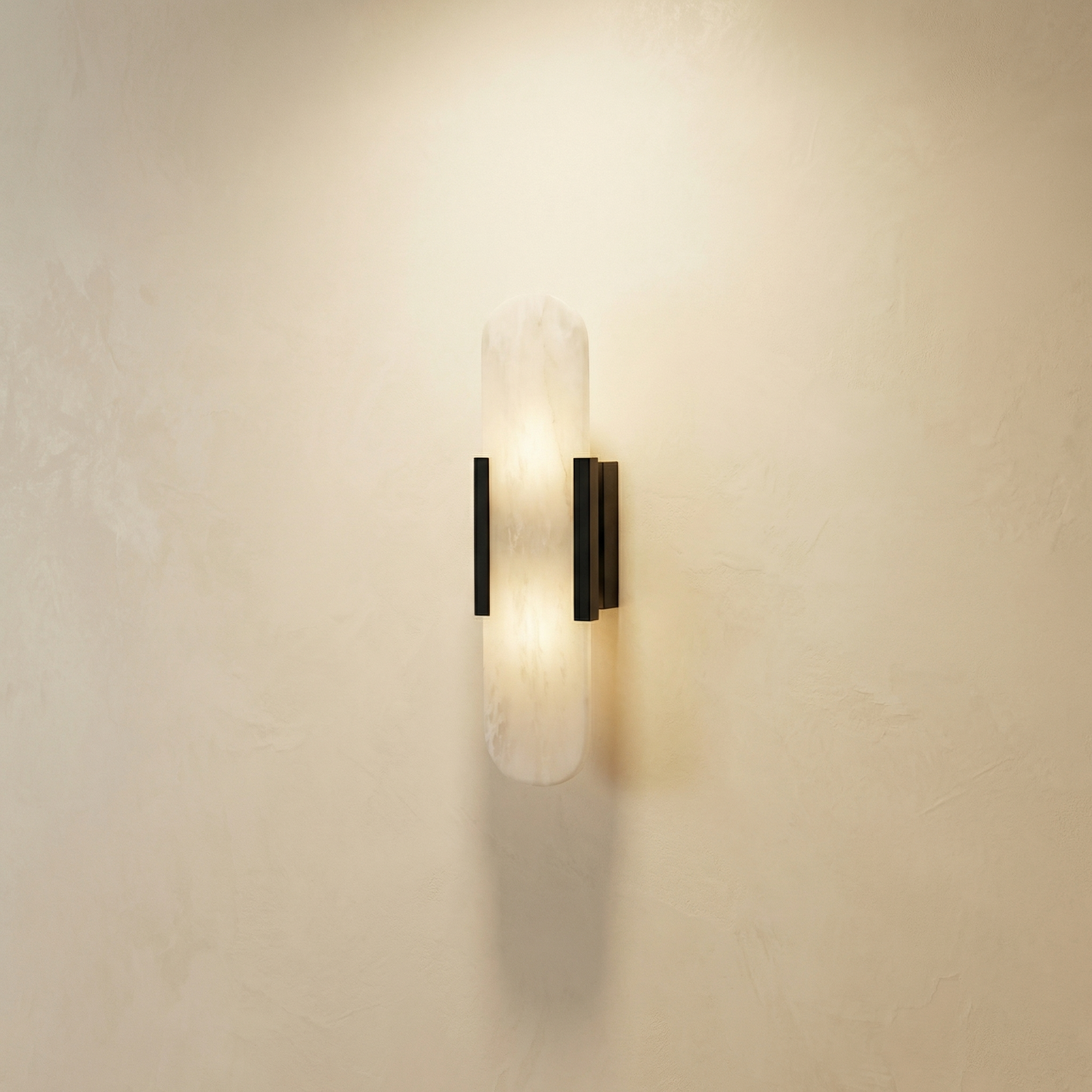 Yiosi Sculpted Form Tall Capsule Alabaster Wall Sconce - Image 1