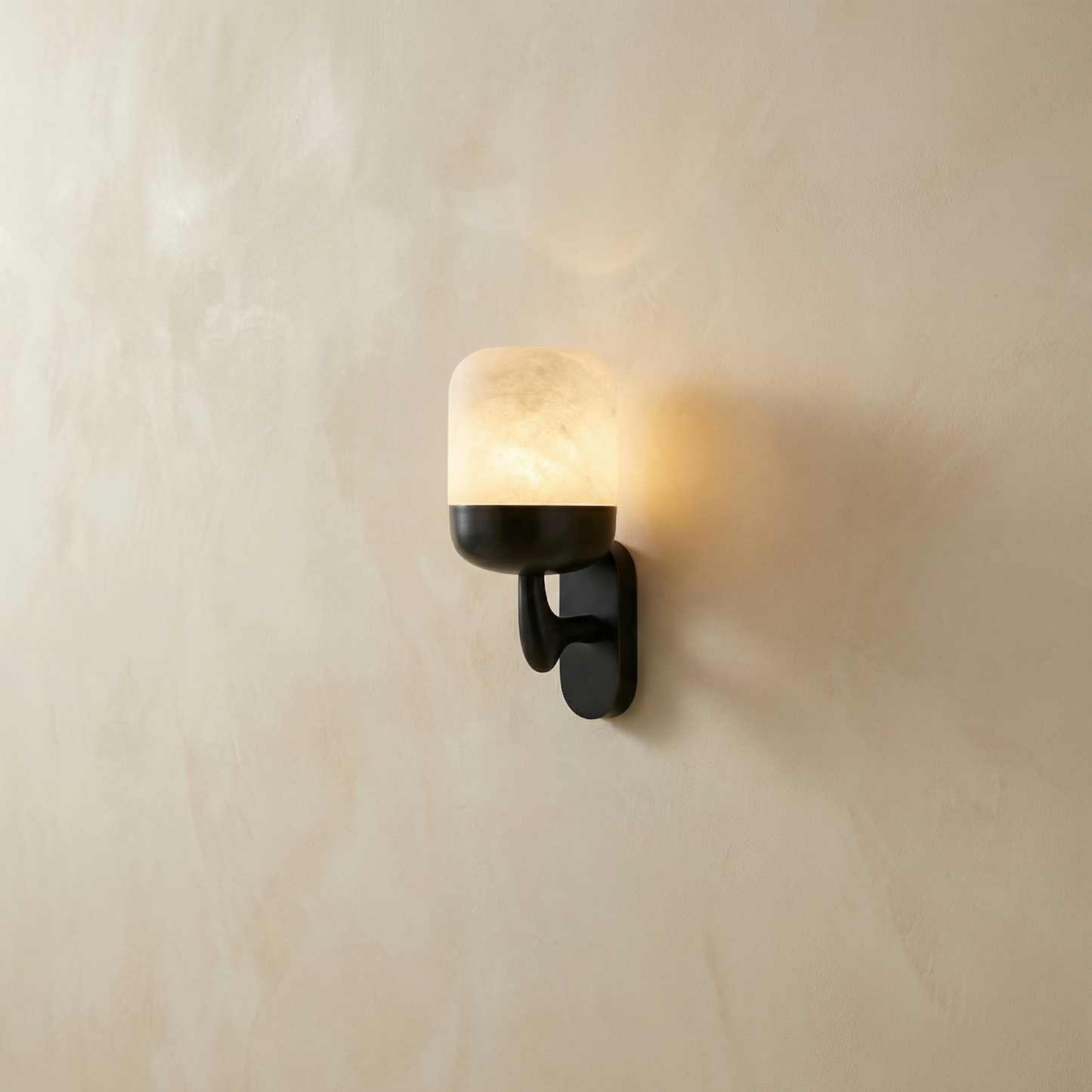 Yiosi Bell Sconce Capsule Alabaster Black Wall Sconce - Image 1