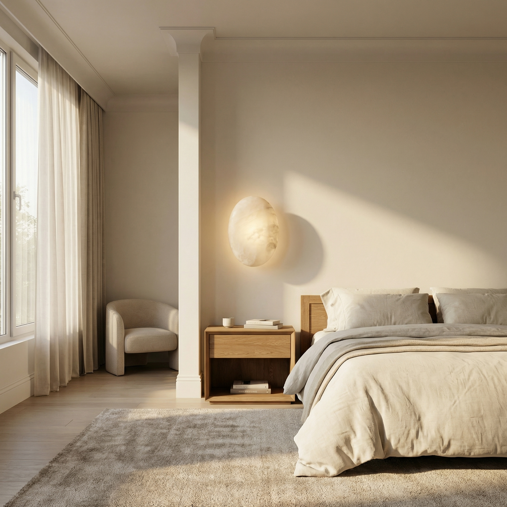 Yiosi Bell Sconce Alabaster Disc Oversized Wall Sconce - Image 4