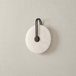 Sculpted Form Disc Halo Alabaster Wall Sconce – lights off