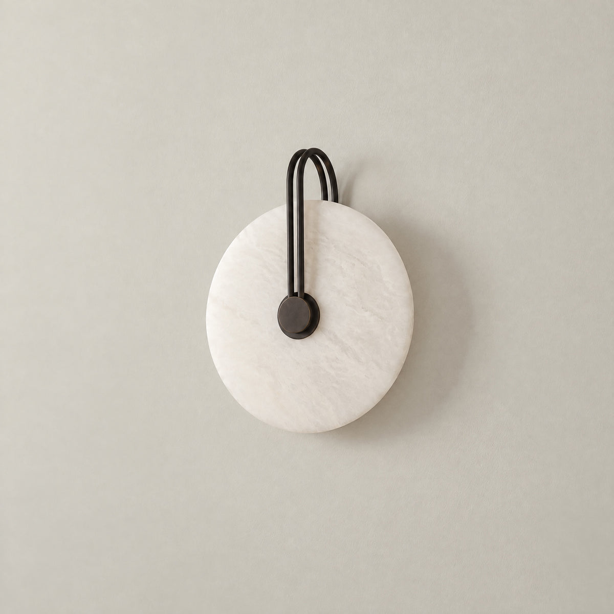 Sculpted Form Disc Halo Alabaster Wall Sconce – lights off