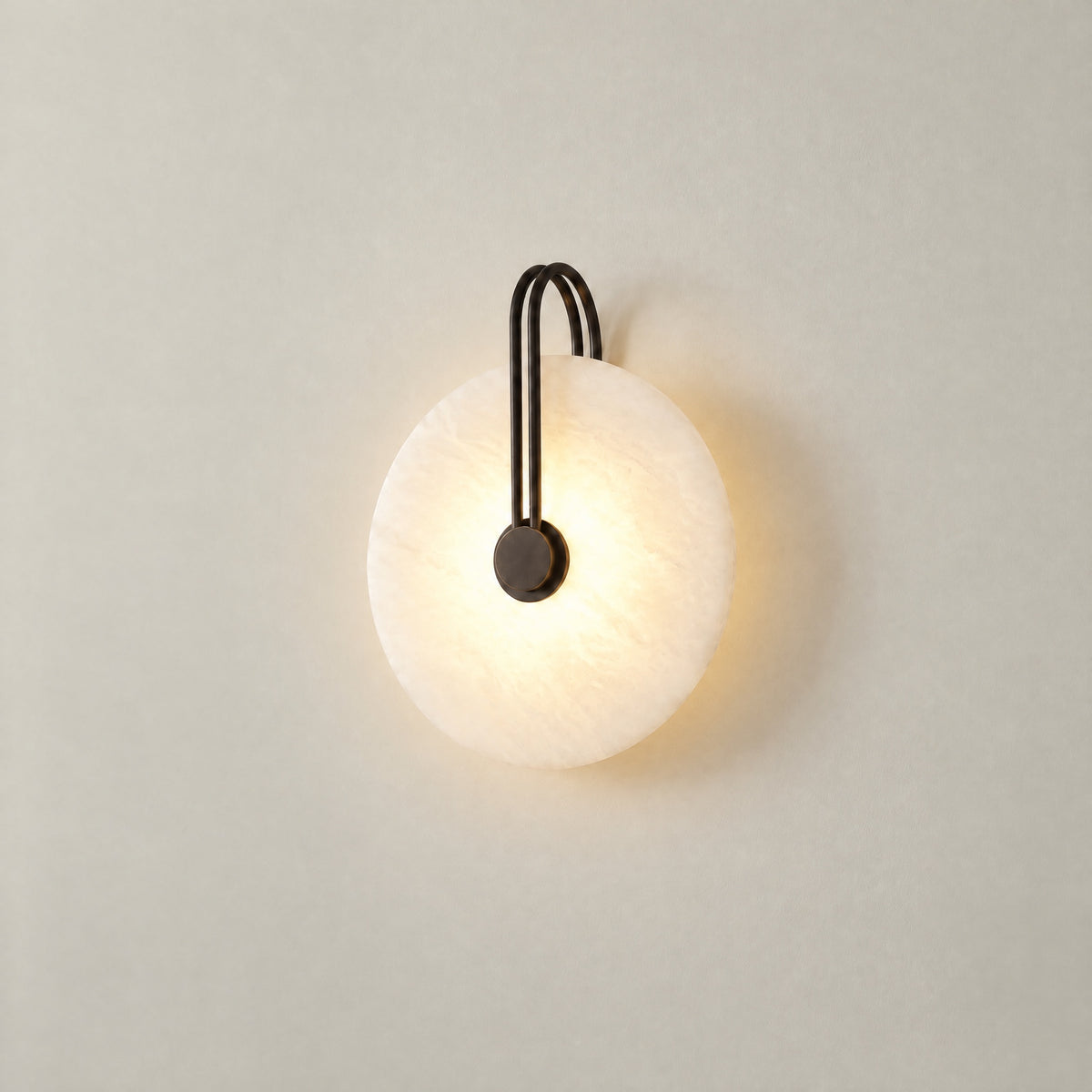Sculpted Form Disc Halo Alabaster Wall Sconce
