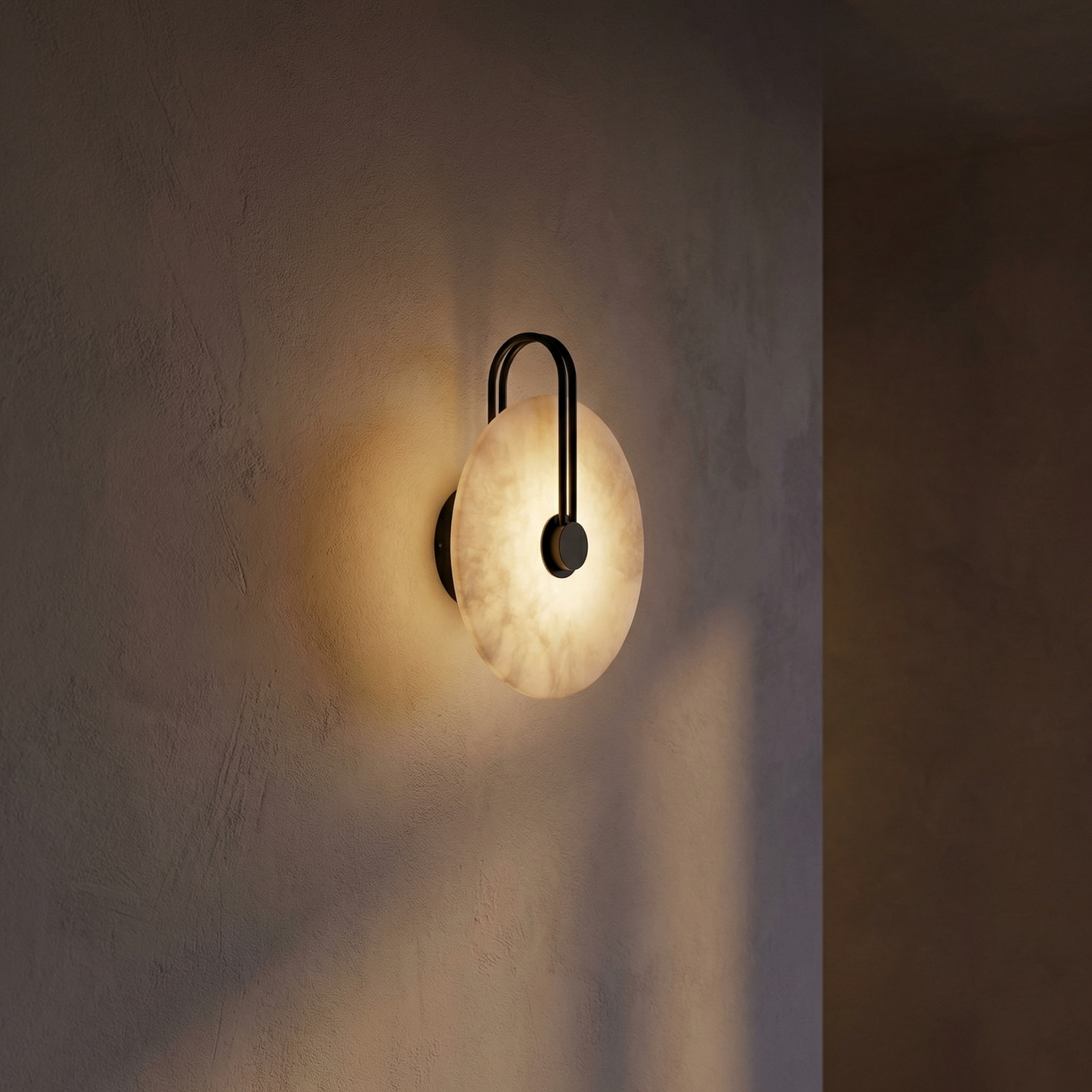 Yiosi Sculpted Form Disc Halo Alabaster Wall Sconce - Image 2