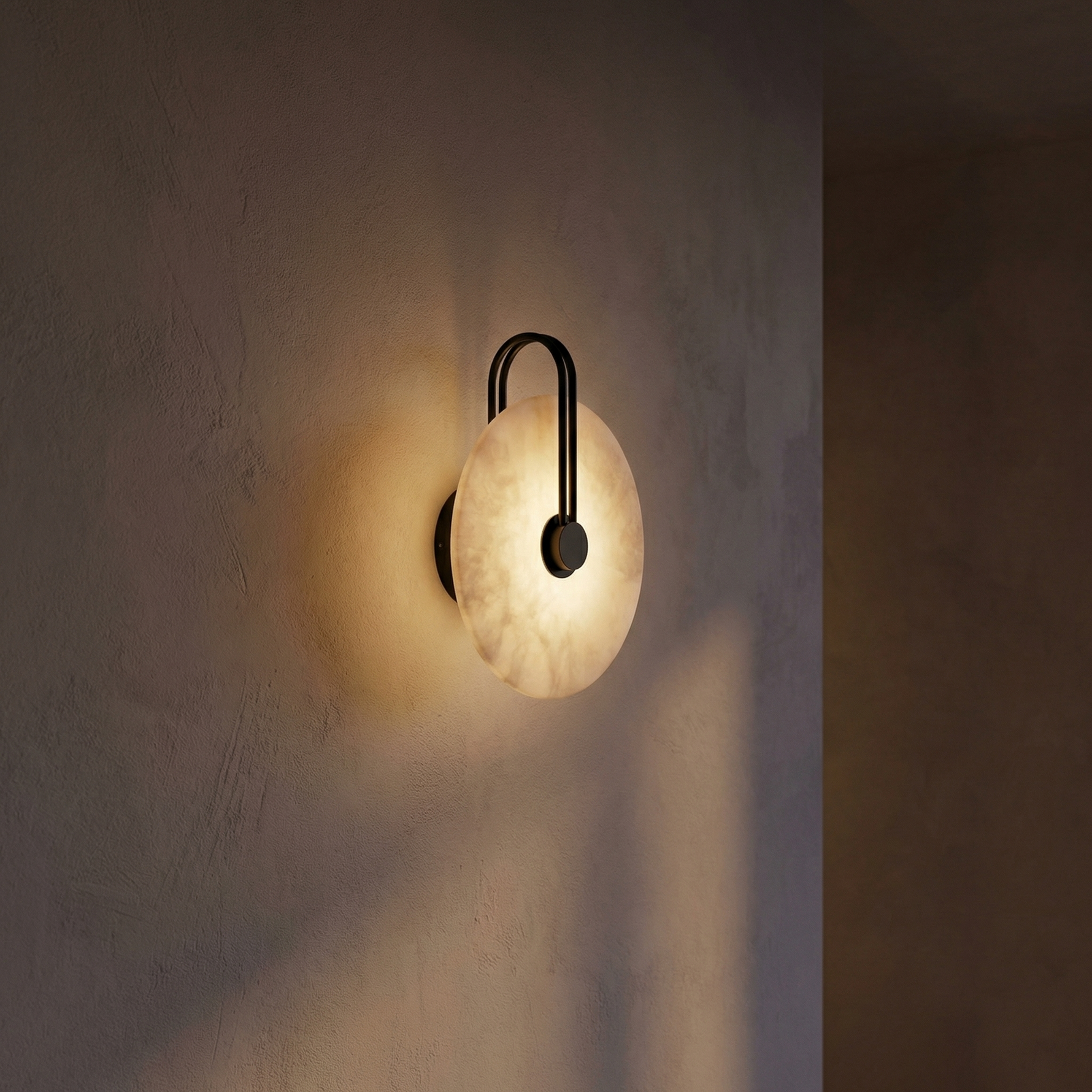 Yiosi Sculpted Form Disc Halo Alabaster Wall Sconce - Image 2