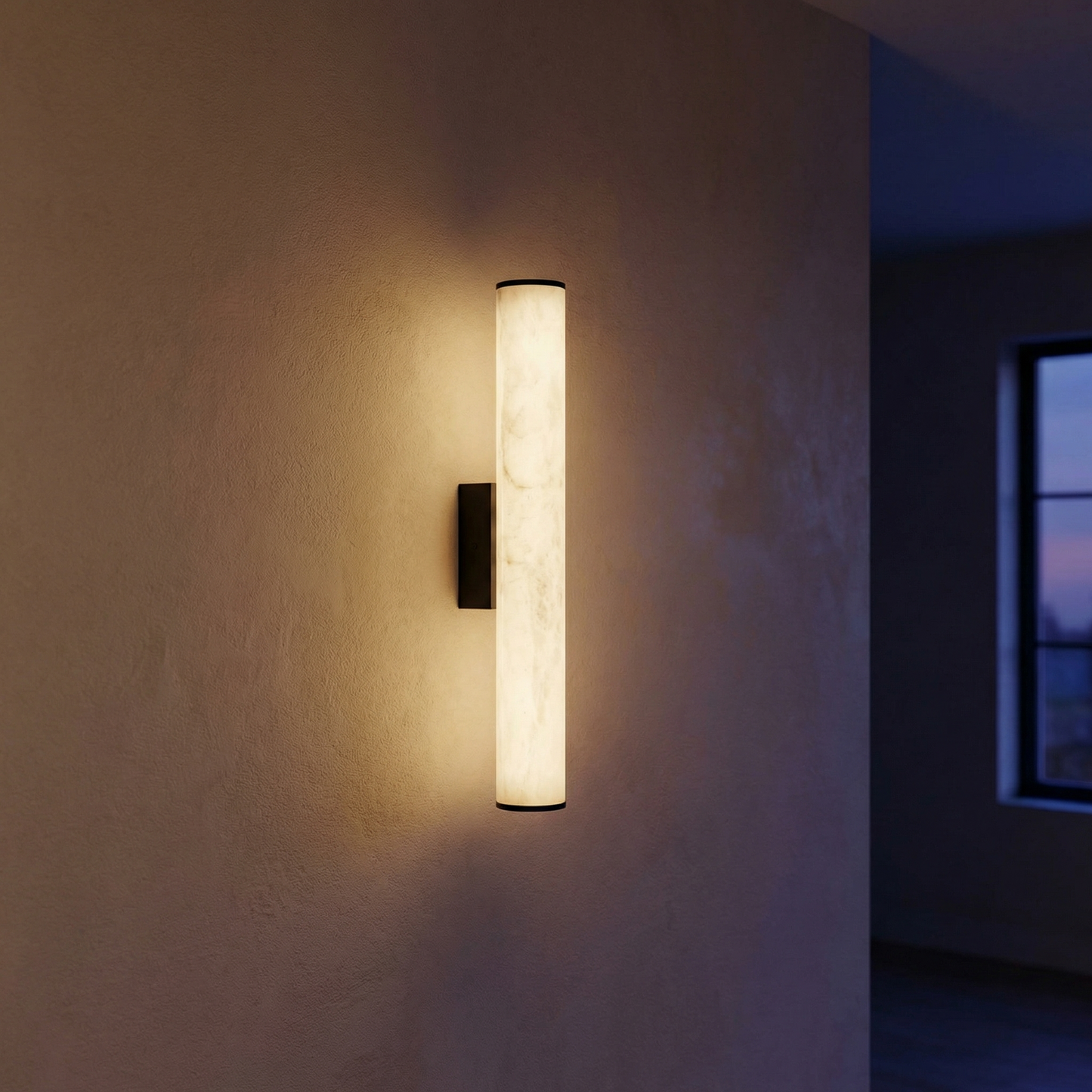 Yiosi Linear Rod Tall Alabaster Column Wall Sconce - Image 2