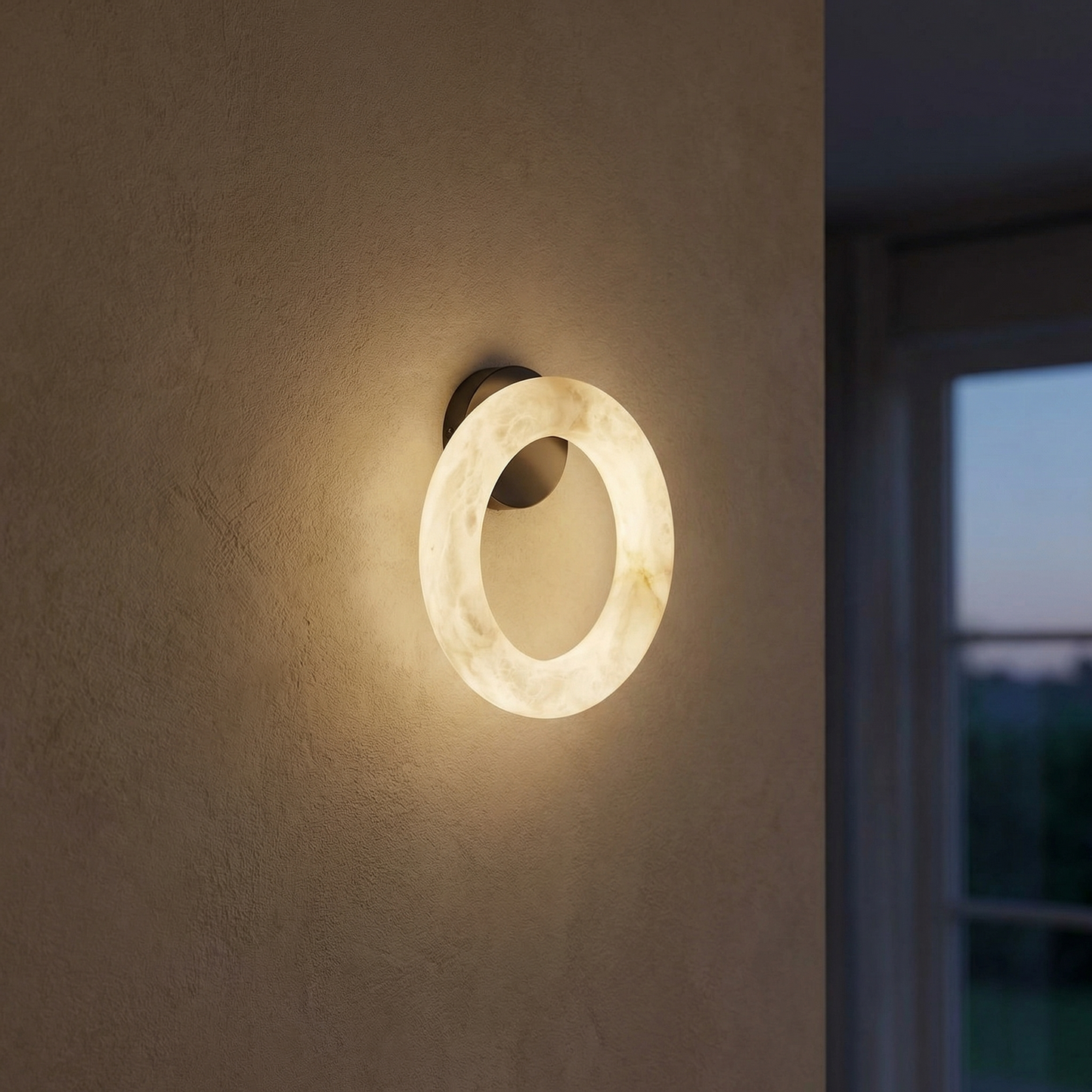 Yiosi Halo Ring Glowing Ring Alabaster Wall Sconce - Image 2