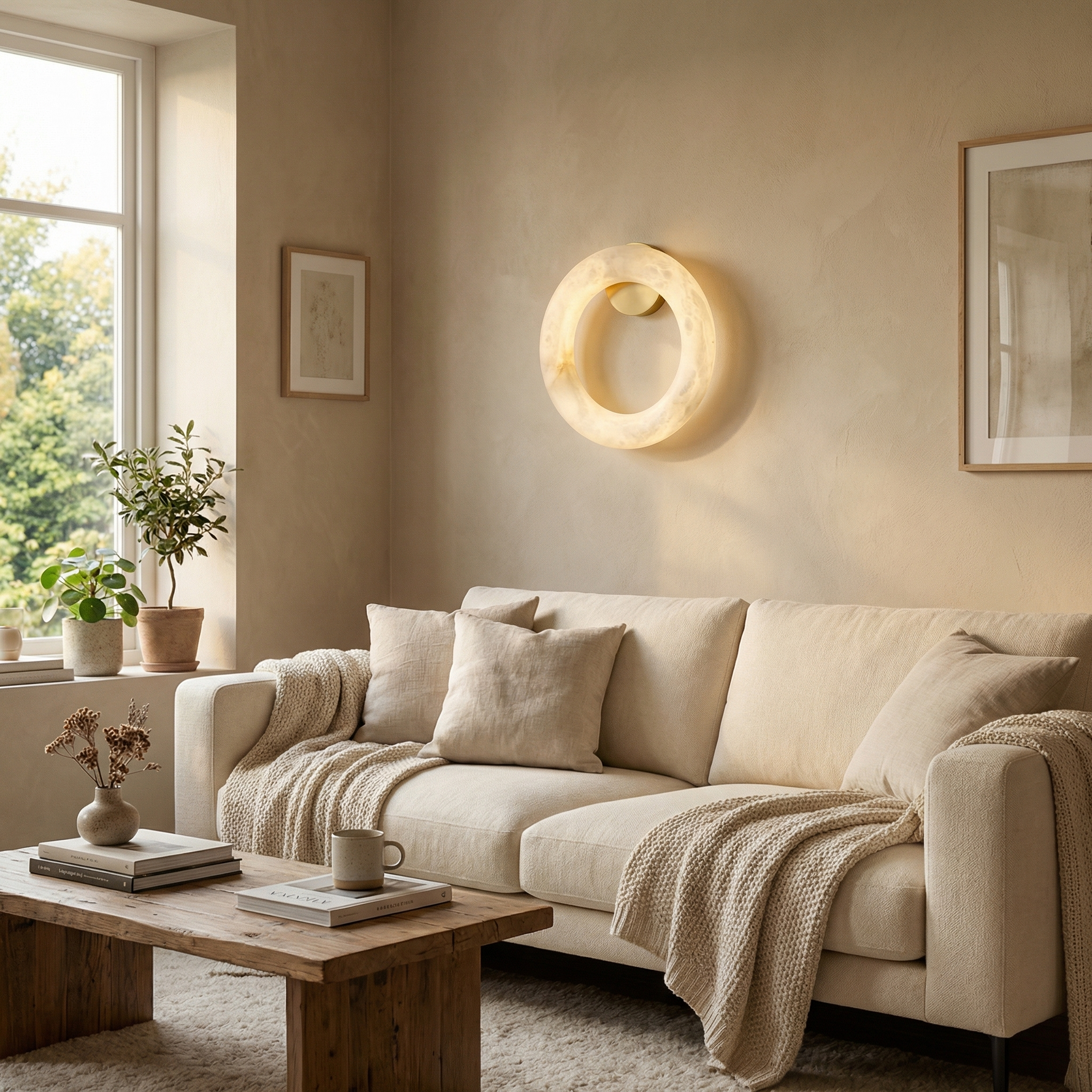 Yiosi Halo Ring Glowing Ring Alabaster Wall Sconce - Image 5