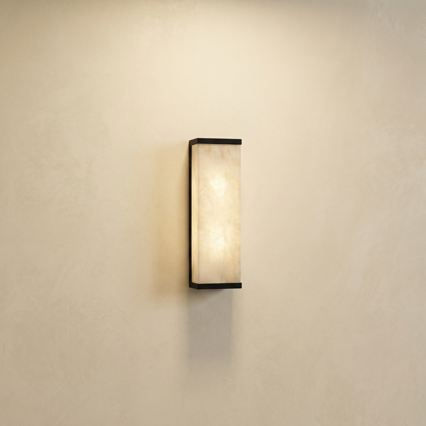 Yiosi Lantern Box Minimal Alabaster Panel Wall Sconce - Image 1