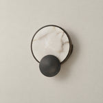 Sculpted Form Ring & Orb Alabaster Wall Sconce – lights off