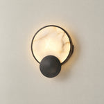 Sculpted Form Ring & Orb Alabaster Wall Sconce – lights on