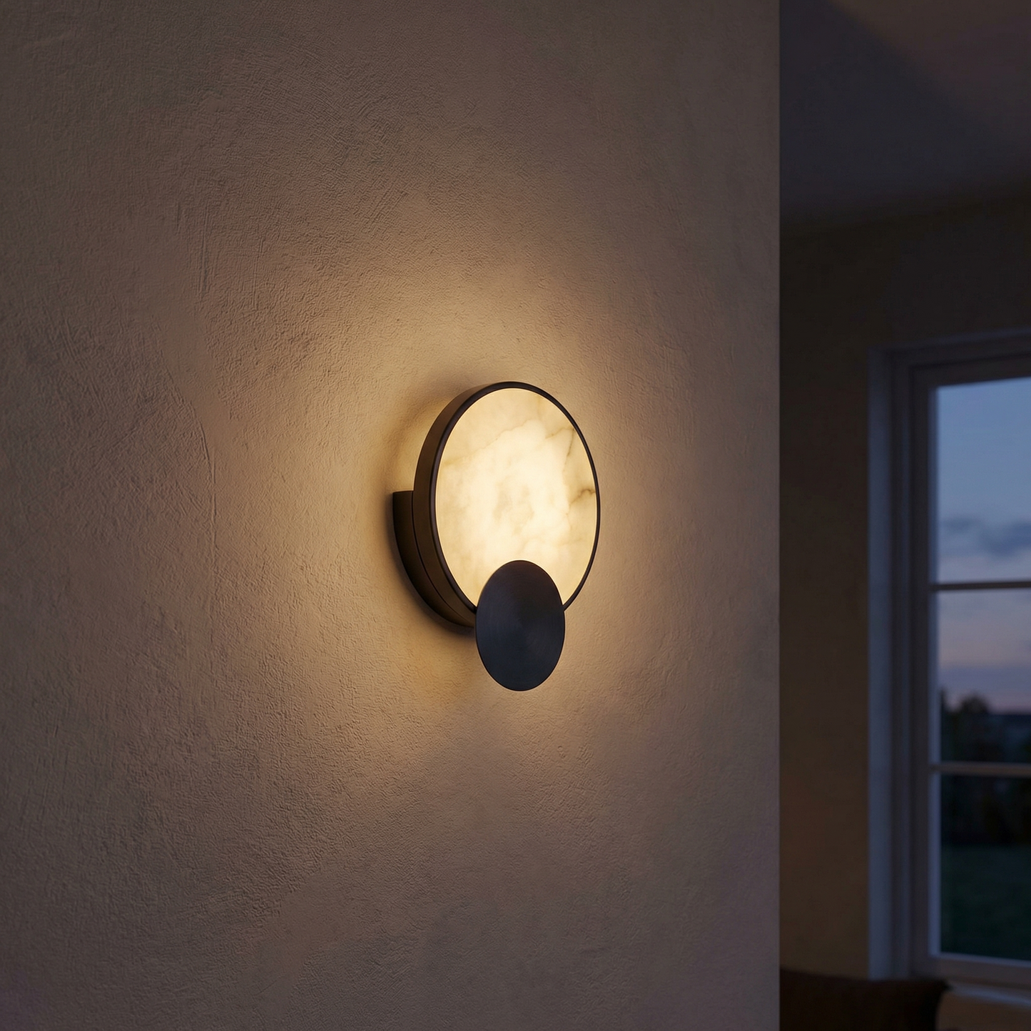 Yiosi Sculpted Form Ring & Orb Alabaster Wall Sconce - Image 2
