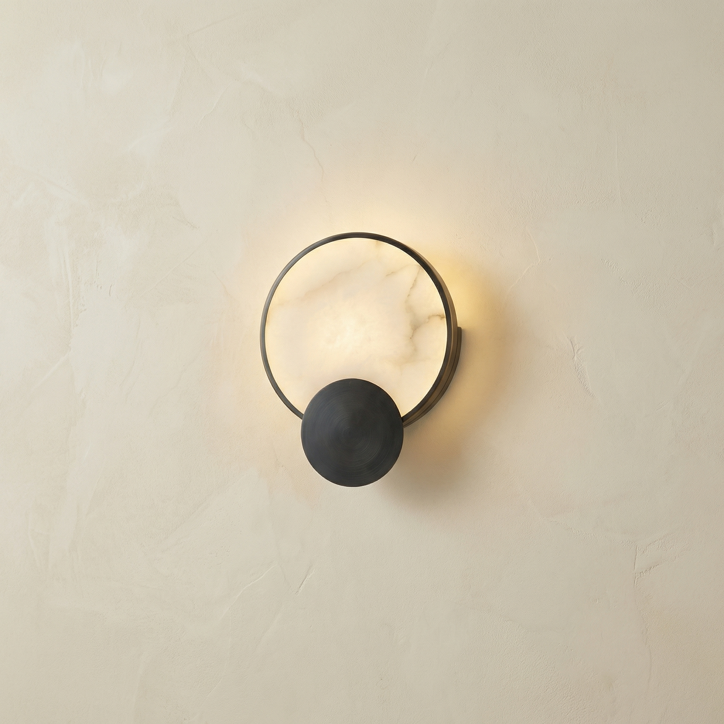 Yiosi Sculpted Form Ring & Orb Alabaster Wall Sconce - Image 1