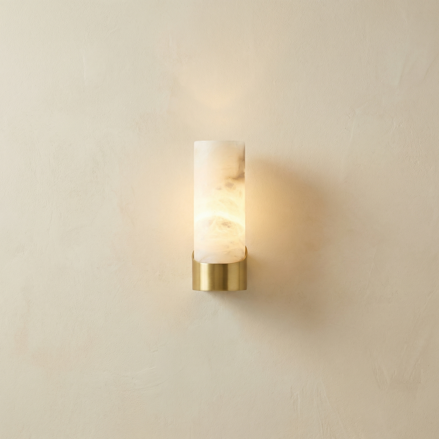 Yiosi Cylinder Wrap Alabaster Brass Tube Wall Sconce - Image 1