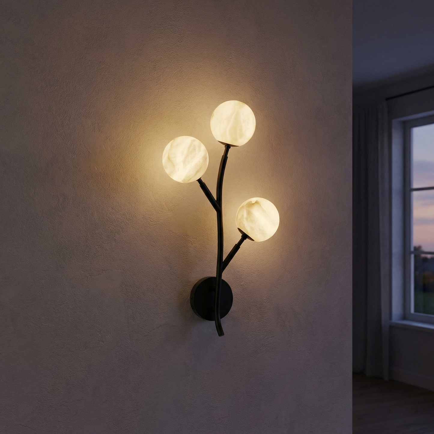 Yiosi Arbor Branch Triple Bloom Alabaster Wall Sconce - Image 2