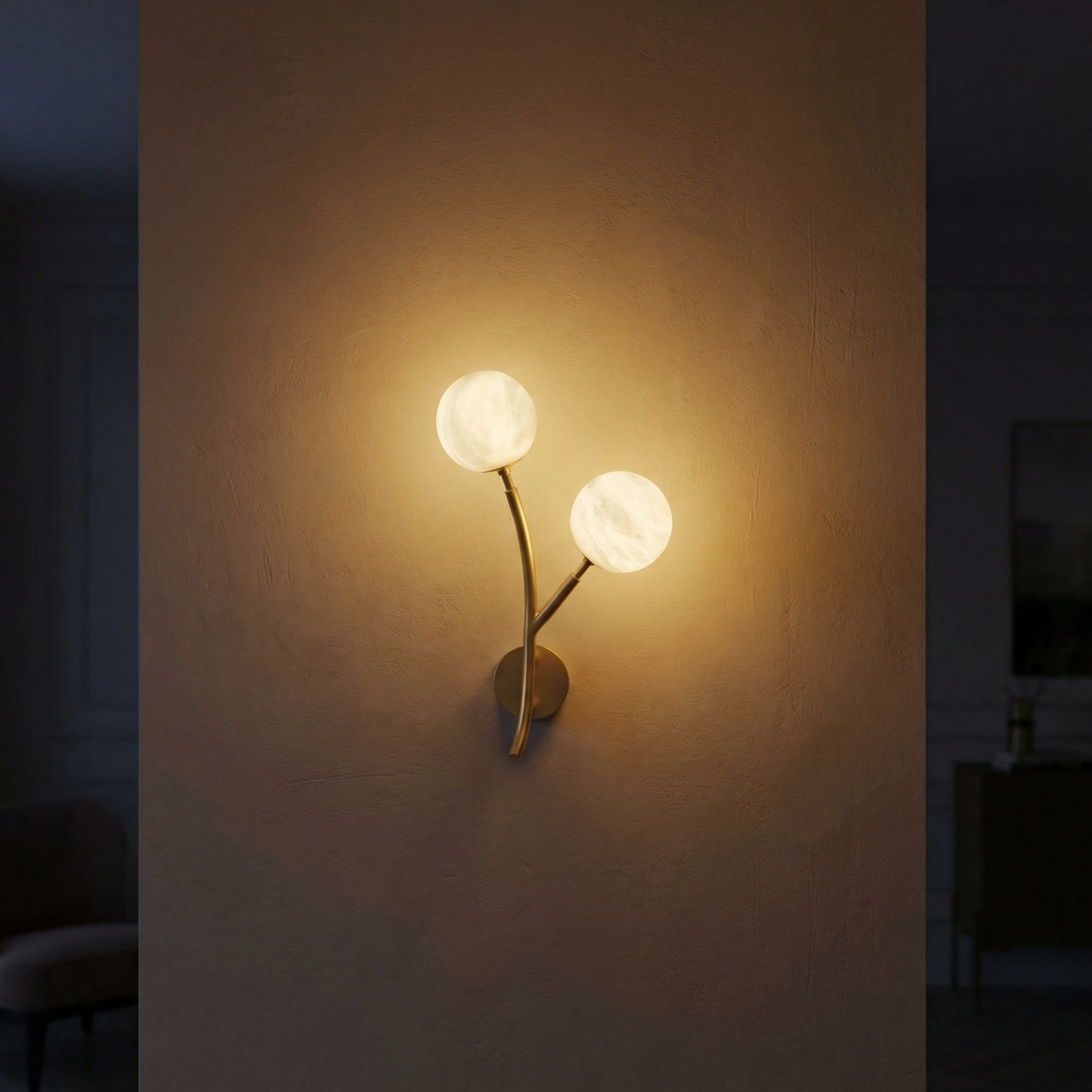 Yiosi Arbor Branch Dual Bud Alabaster Wall Sconce - Image 2