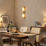 Yiosi Cylinder Arm Tall Stacked Alabaster Brass Wall Sconce - Image 4