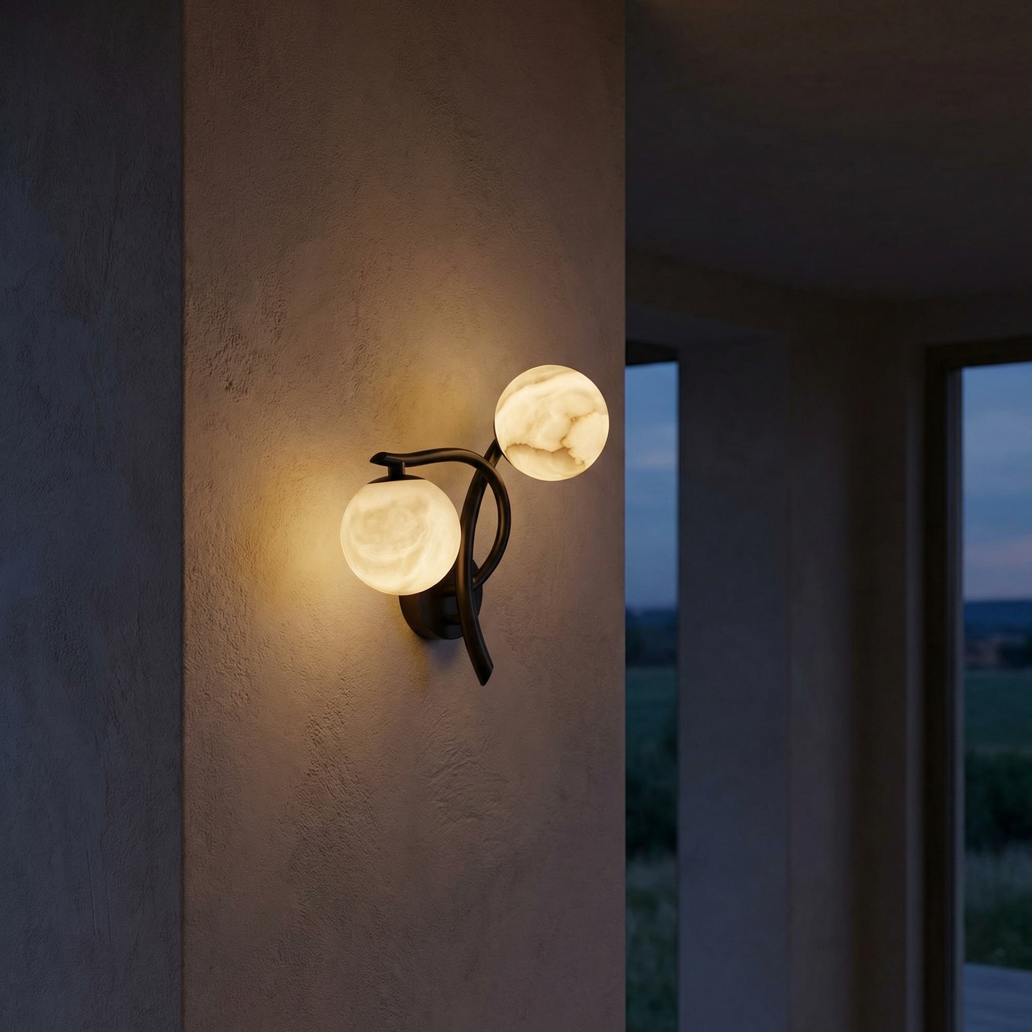 Yiosi Arbor Branch Curved Duo Alabaster Wall Sconce - Image 2