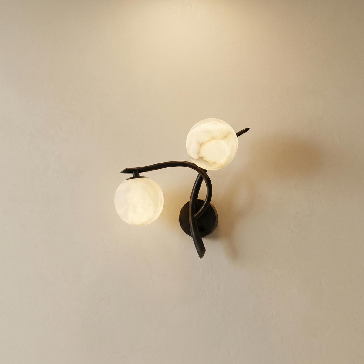 Yiosi Arbor Branch Curved Duo Alabaster Wall Sconce - Image 1