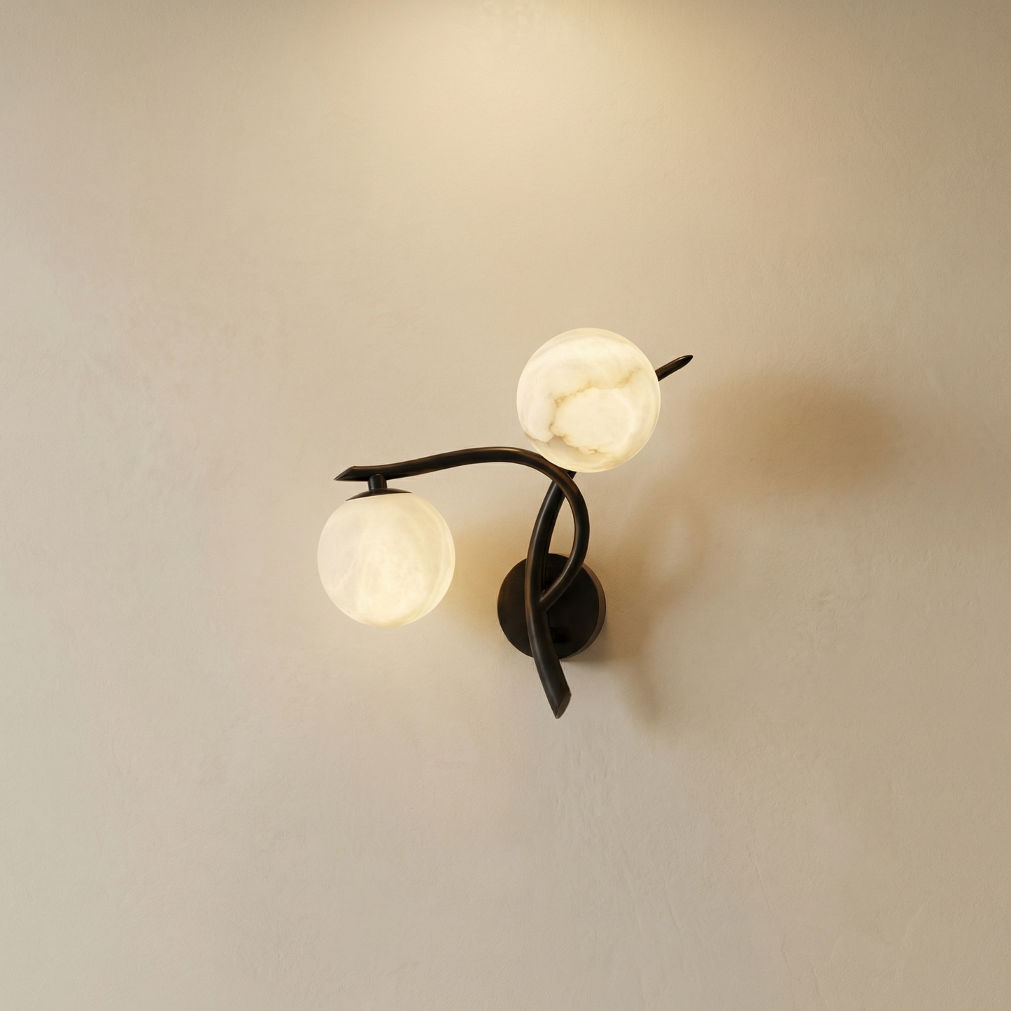 Yiosi Arbor Branch Curved Duo Alabaster Wall Sconce - Image 1