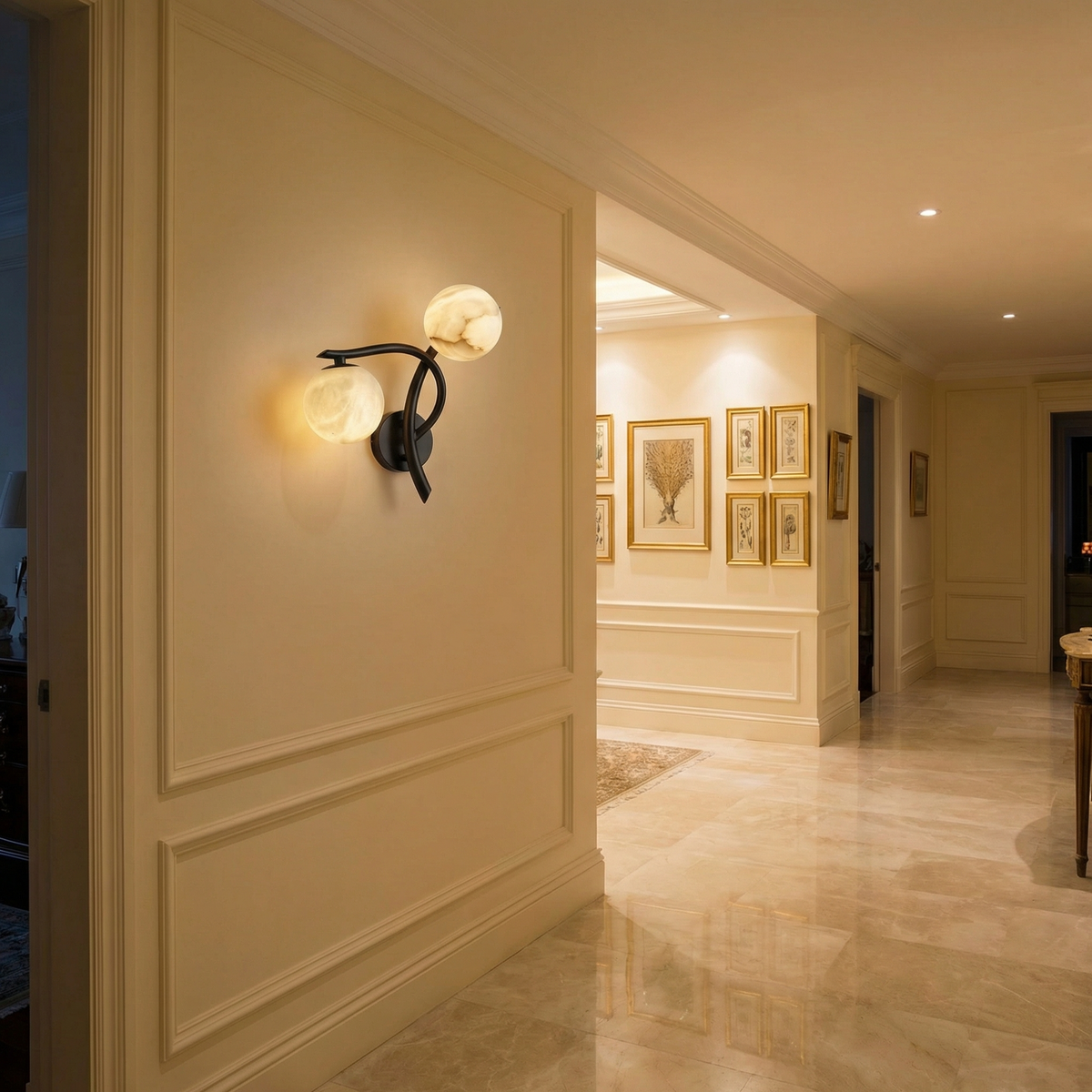 Yiosi Arbor Branch Curved Duo Alabaster Wall Sconce - Image 3