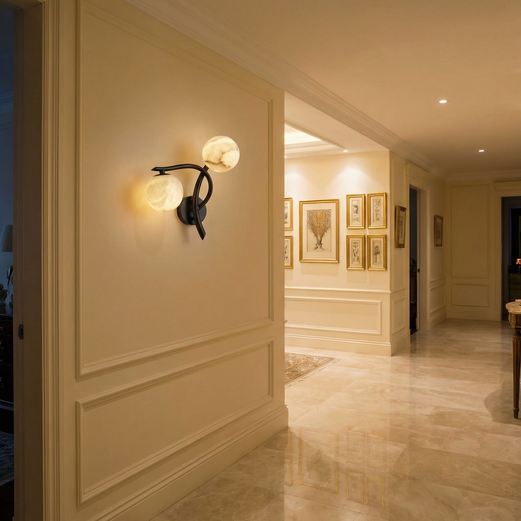 Yiosi Arbor Branch Curved Duo Alabaster Wall Sconce - Image 3