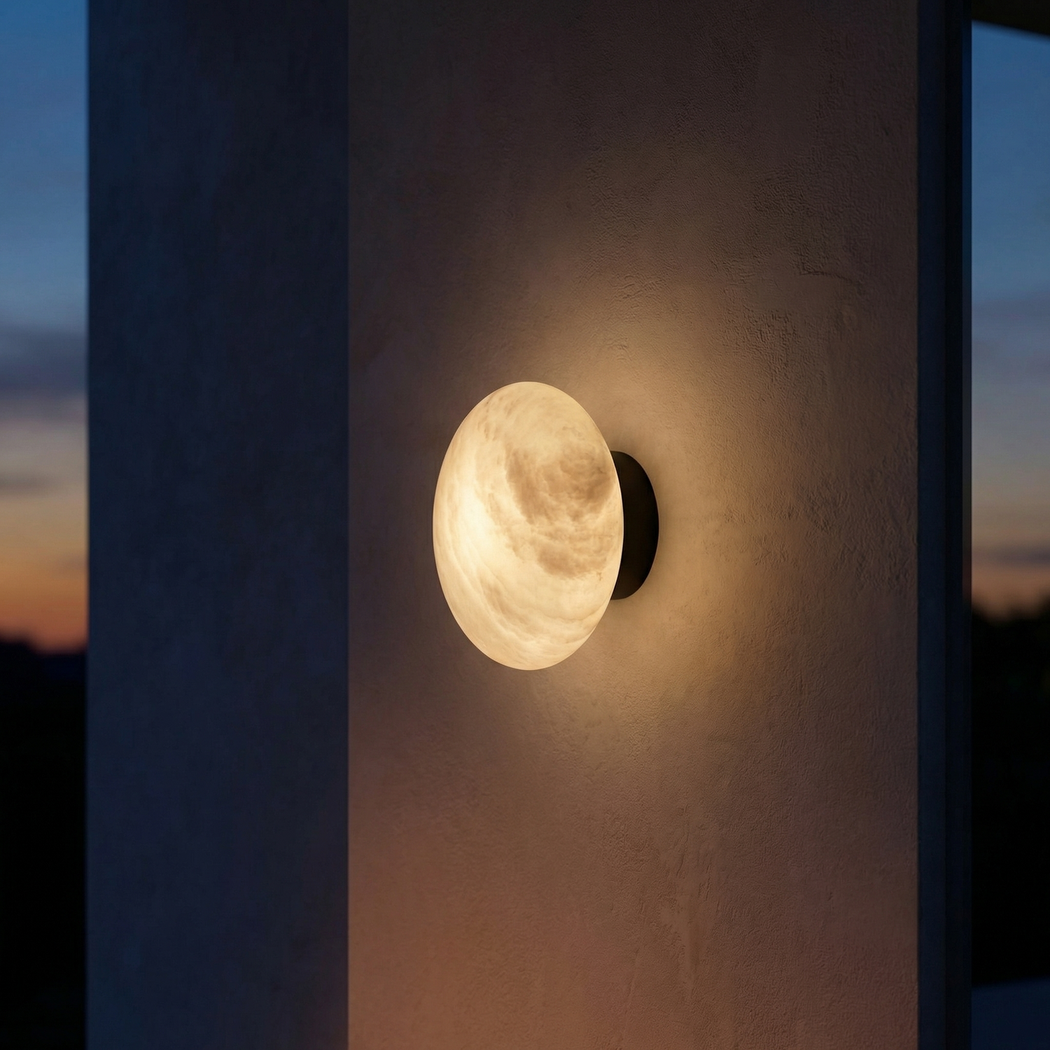 Yiosi Luna Disc Mini Puck Alabaster Wall Sconce - Image 2