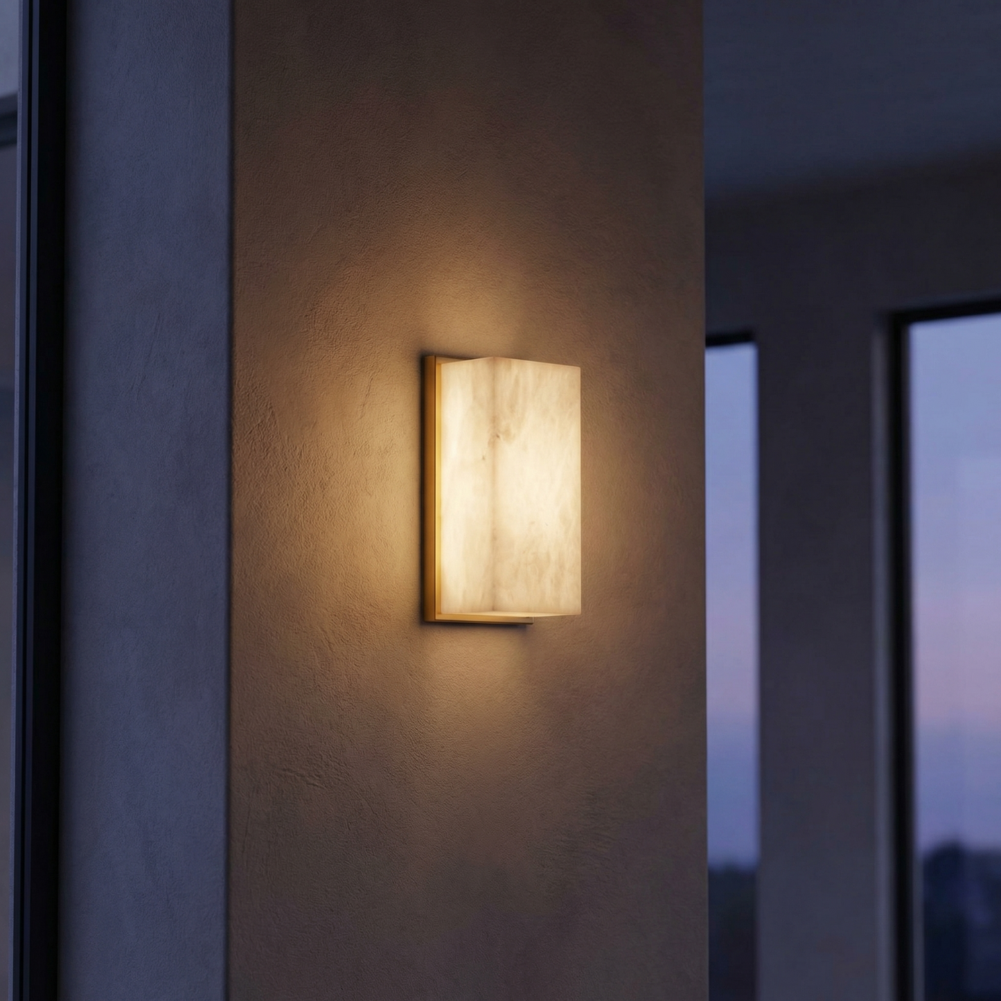 Yiosi Framed Slab Solid Alabaster Block Wall Sconce - Image 2