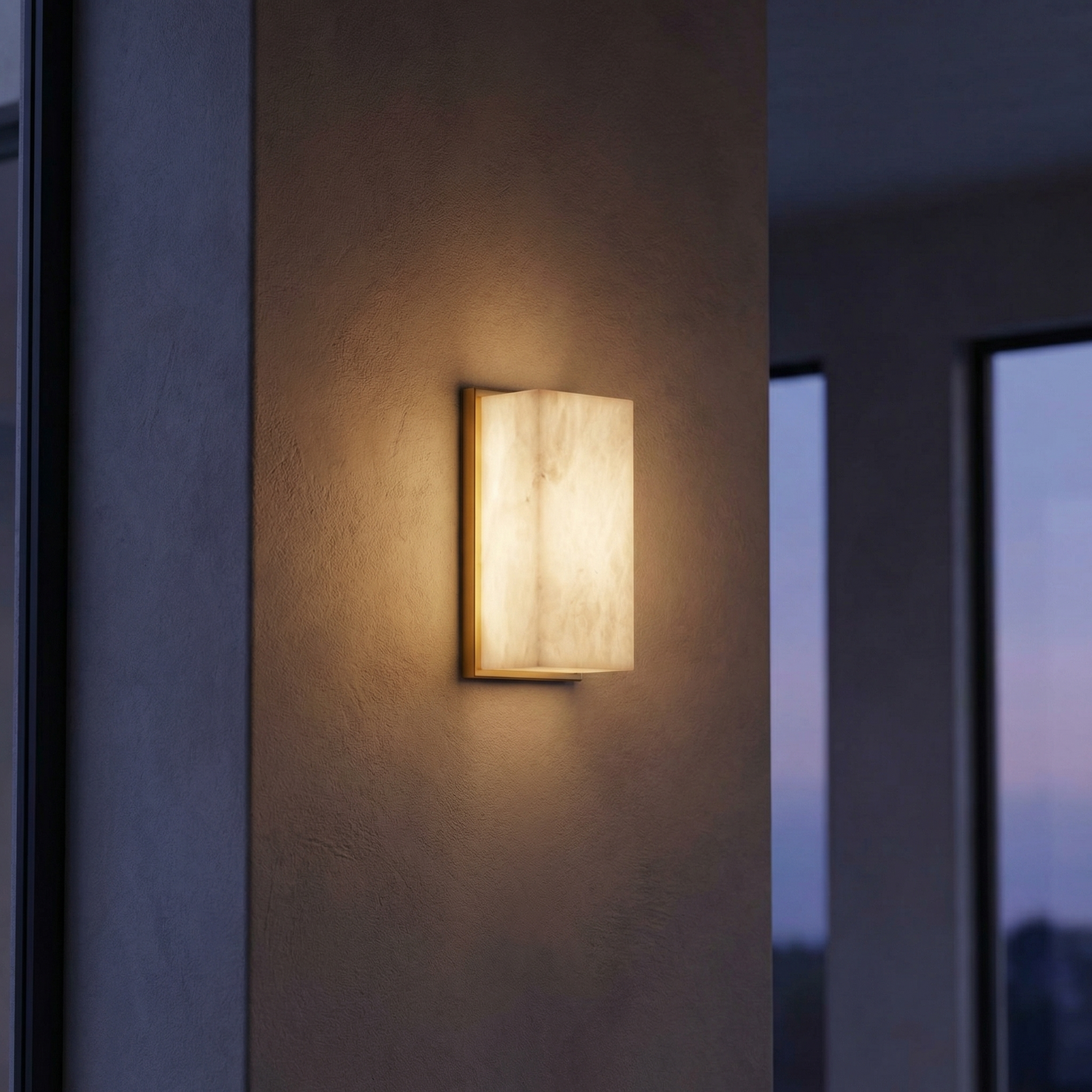Yiosi Framed Slab Solid Alabaster Block Wall Sconce - Image 2