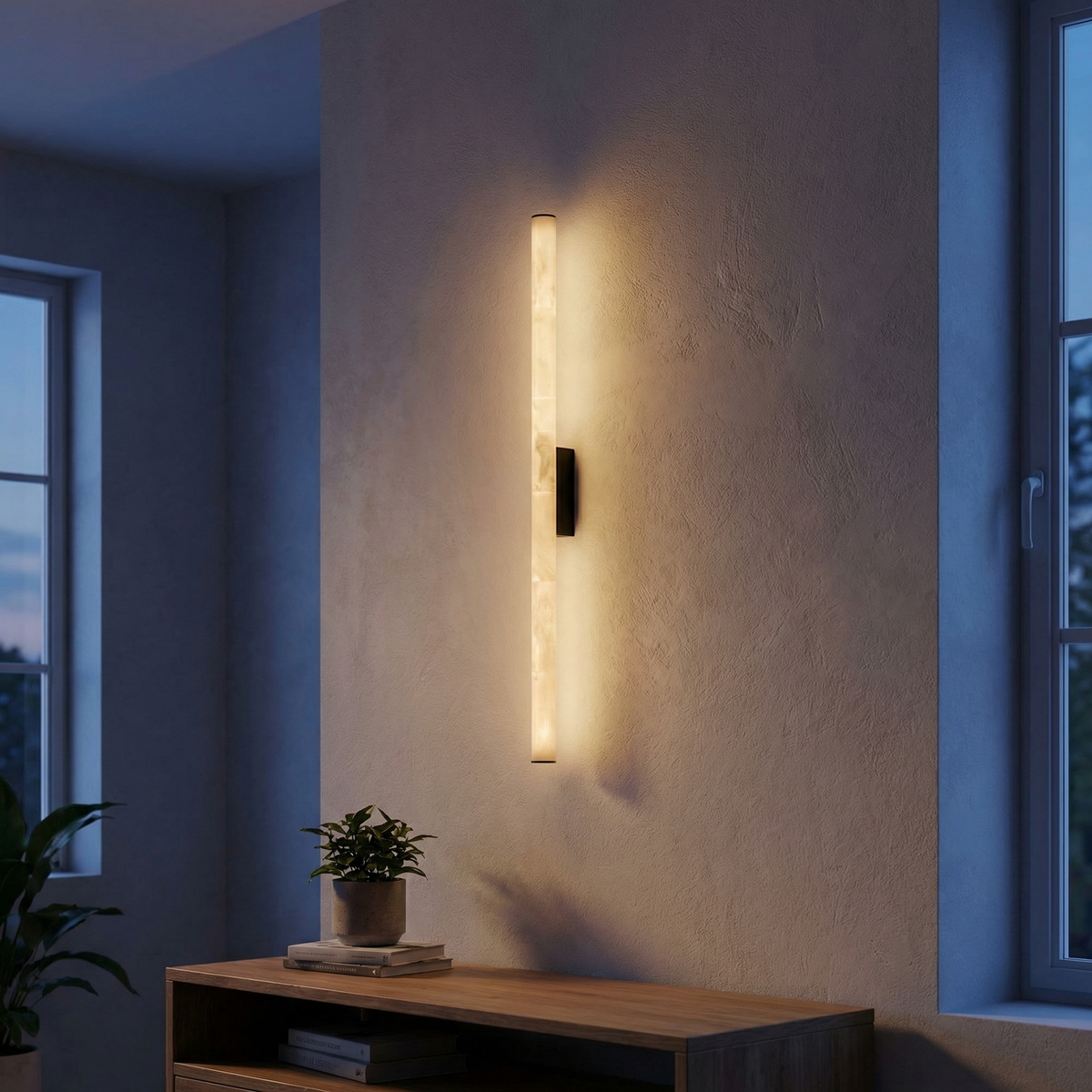 Yiosi Linear Rod Slim Long Alabaster Stick Wall Sconce - Image 2