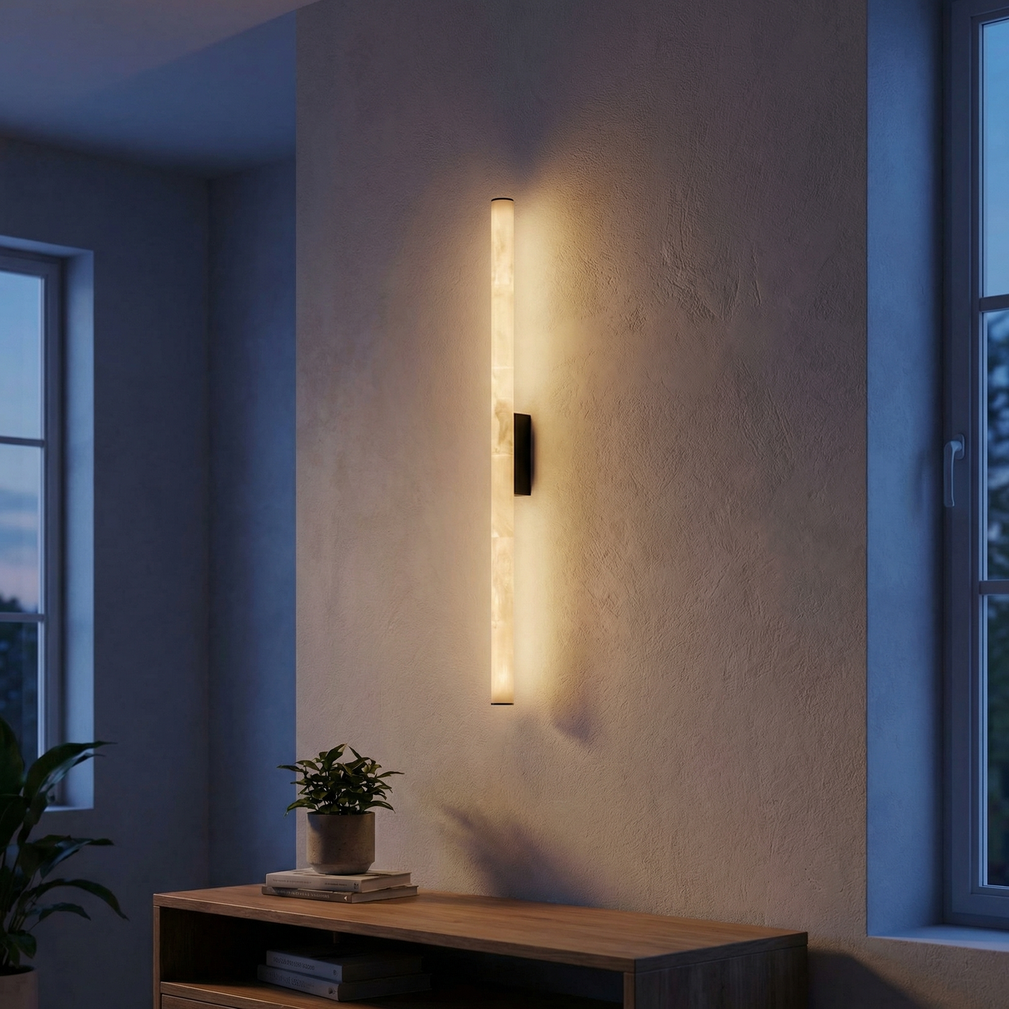 Yiosi Linear Rod Slim Long Alabaster Stick Wall Sconce - Image 2