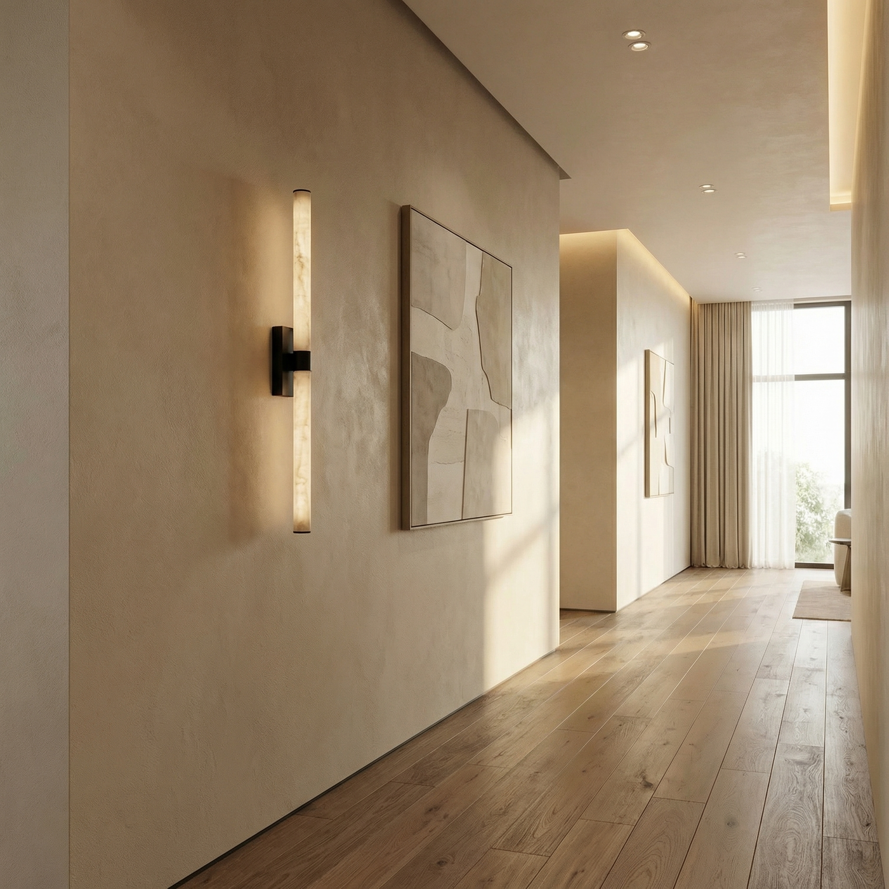 Yiosi Linear Rod Slim Long Alabaster Stick Wall Sconce - Image 4