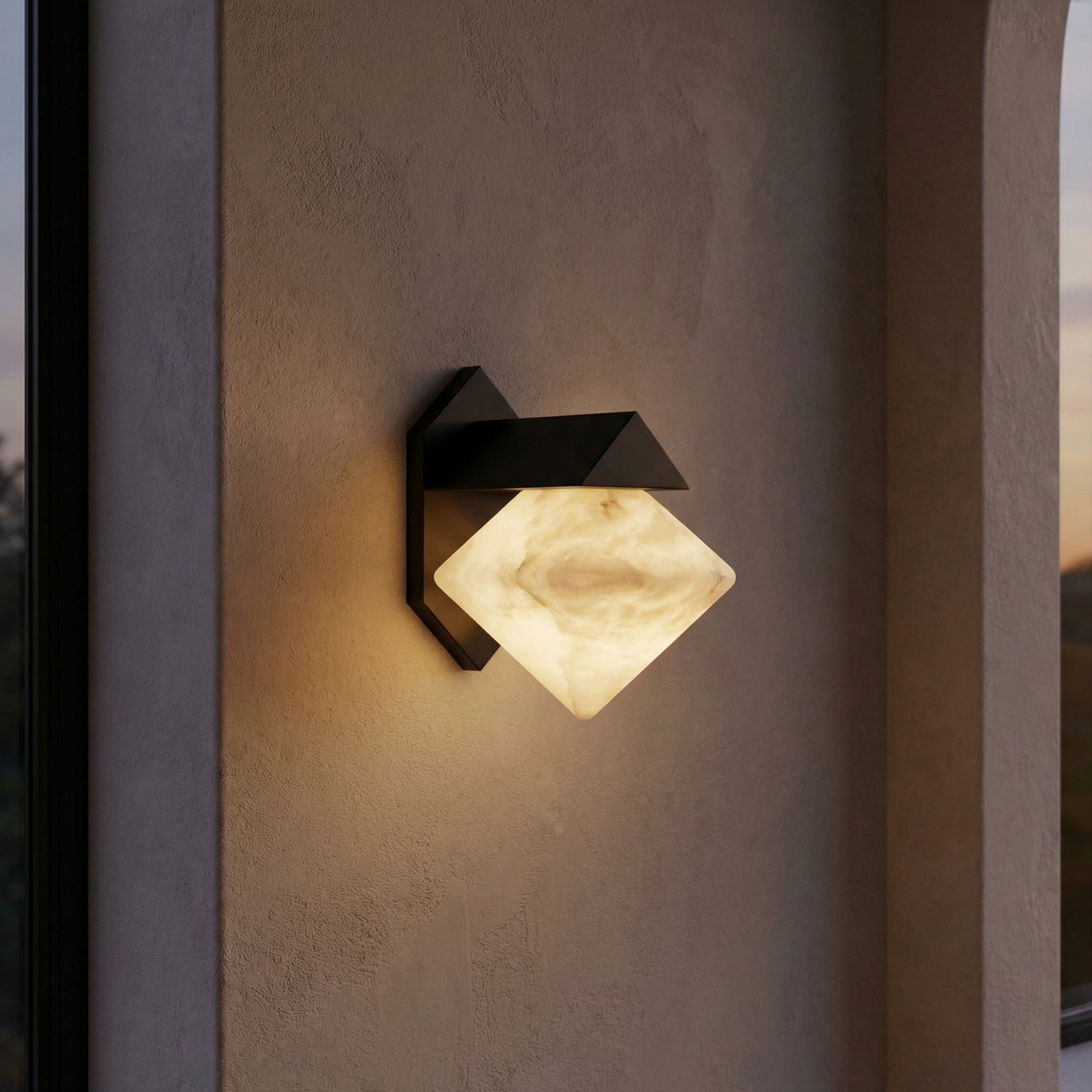 Yiosi Geo Crystal Diamond Facet Alabaster Wall Sconce - Image 2