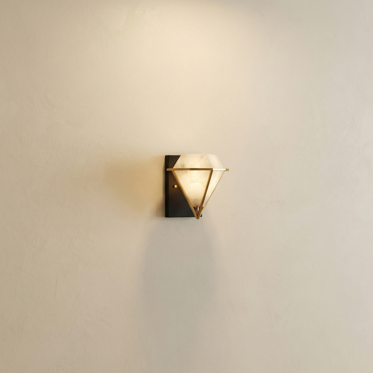 Yiosi Geo Crystal Diamond Facet Alabaster Wall Sconce - Image 1