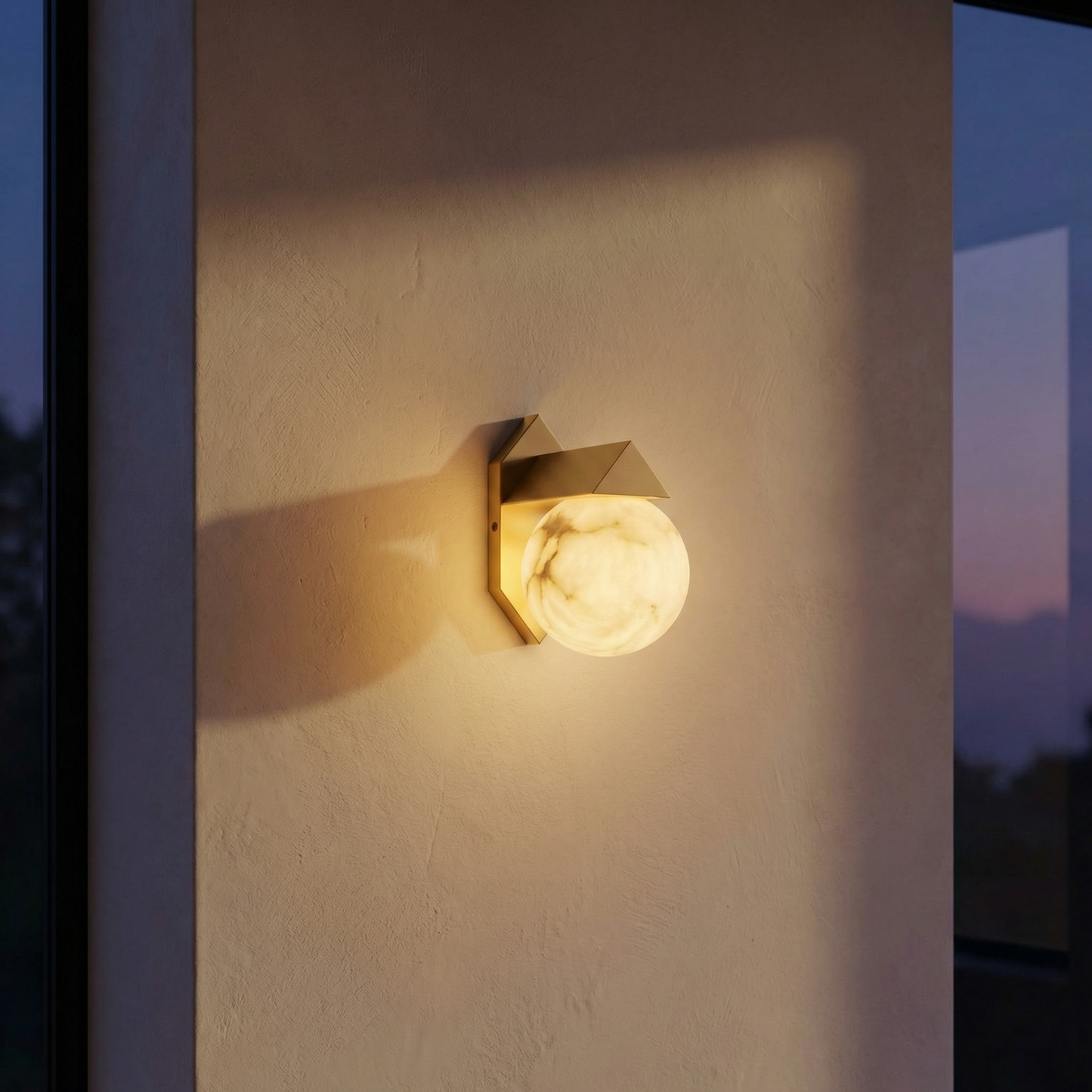 Yiosi Geo Crystal Orb & Wedge Alabaster Wall Sconce - Image 2