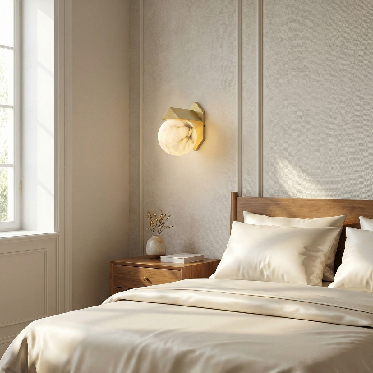 Yiosi Geo Crystal Orb & Wedge Alabaster Wall Sconce - Image 4