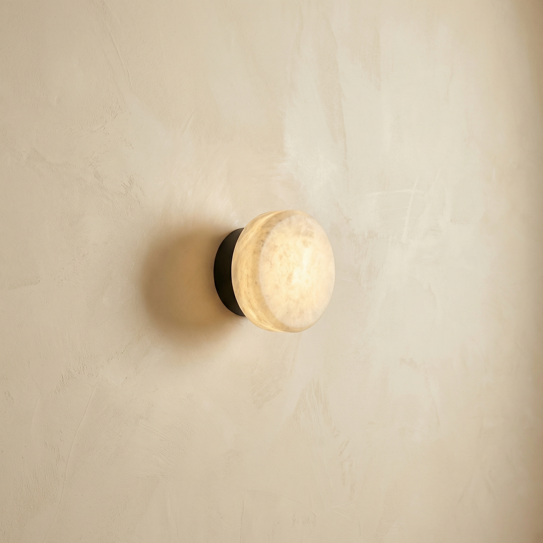 Yiosi Eclipse Orb Minimalist Alabaster Puck Wall Sconce - Image 1