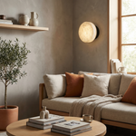 Yiosi Eclipse Orb Minimalist Alabaster Puck Wall Sconce - Image 4