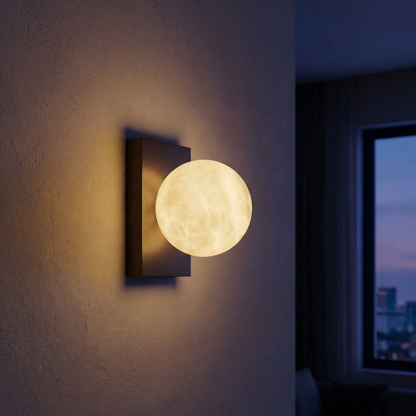 Yiosi Rectangular Plate Side Orb Alabaster Wall Sconce - Image 2