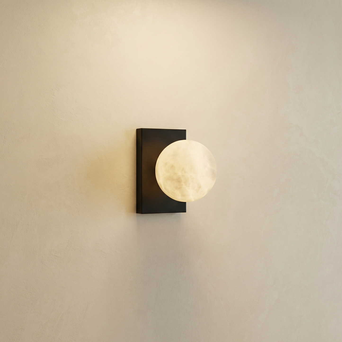 Yiosi Rectangular Plate Side Orb Alabaster Wall Sconce - Image 1