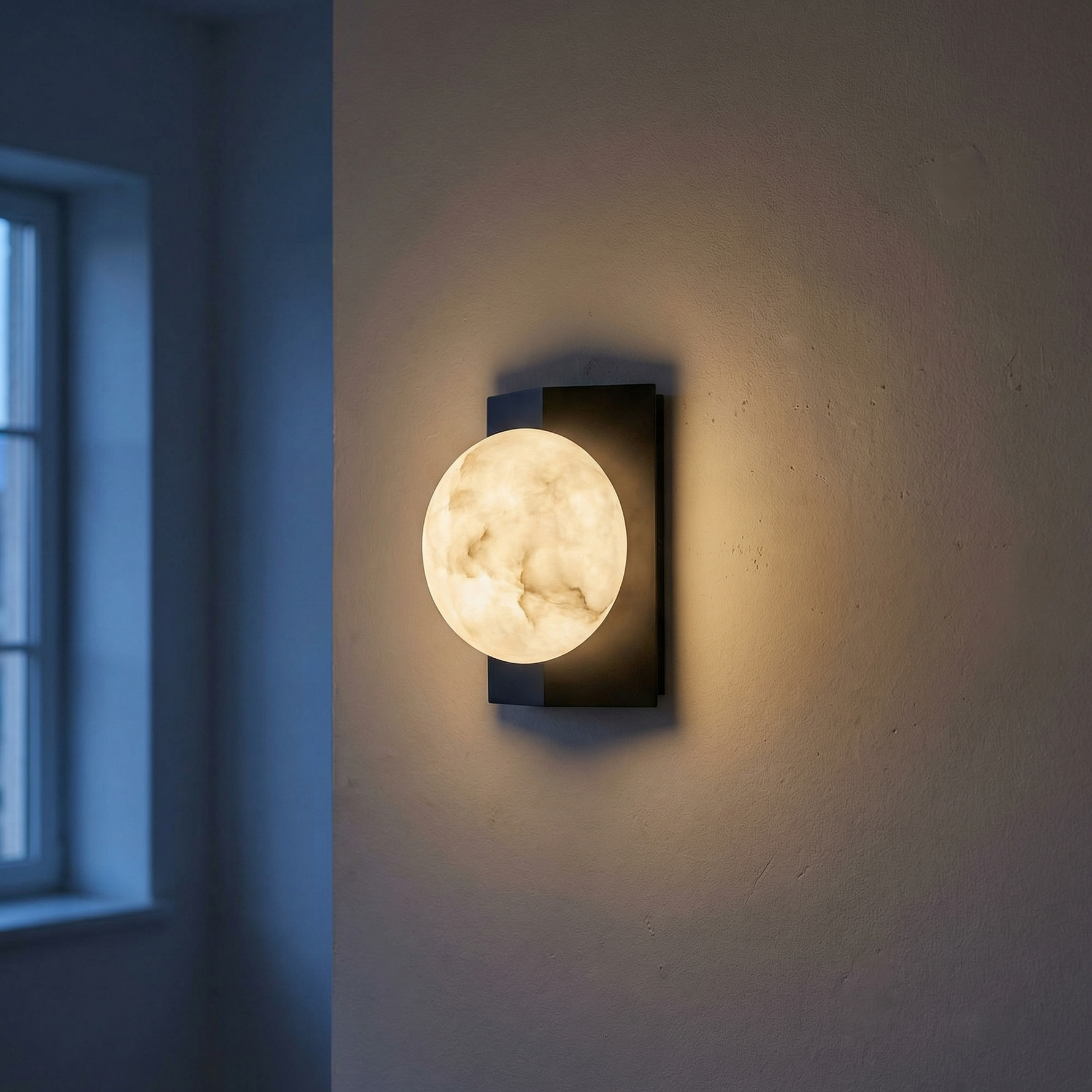 Yiosi Rectangular Plate Front Orb Alabaster Wall Sconce - Image 2
