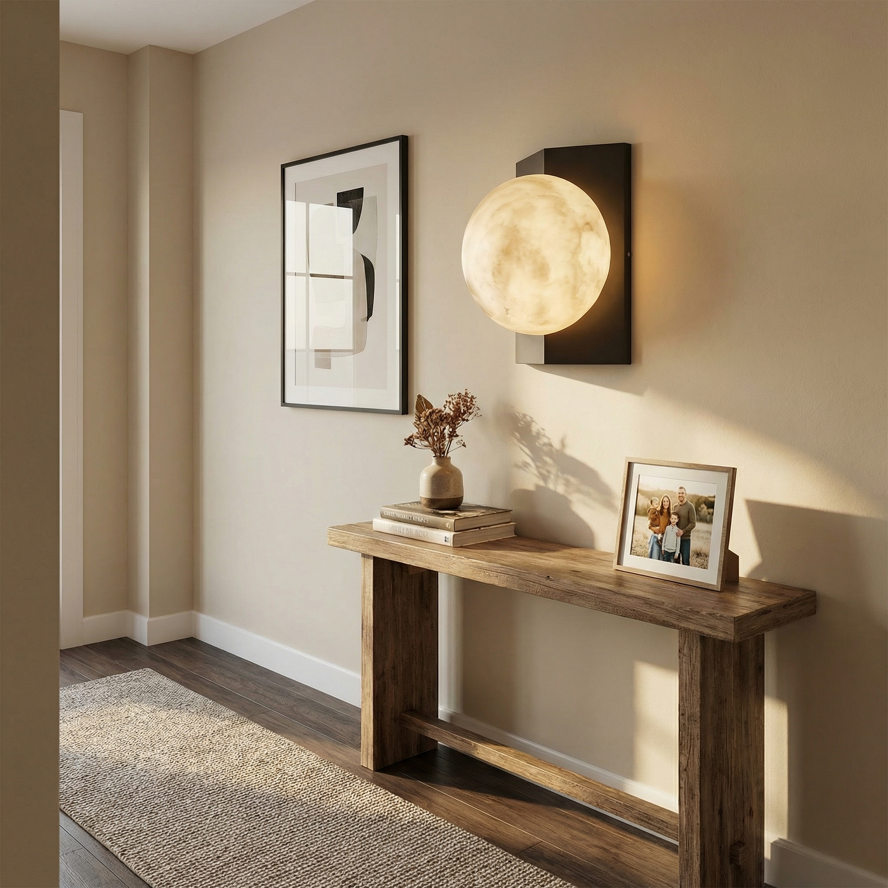 Yiosi Rectangular Plate Front Orb Alabaster Wall Sconce - Image 5