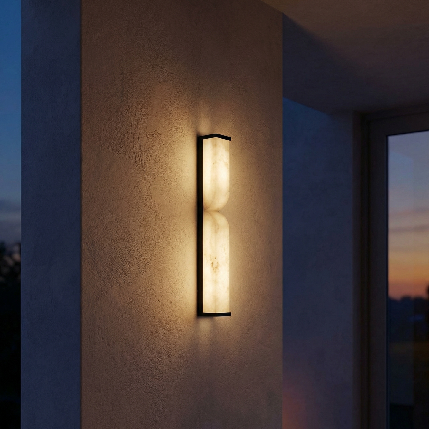 Yiosi Sculpted Form Raw Stone Pillar Alabaster Wall Sconce - Image 2