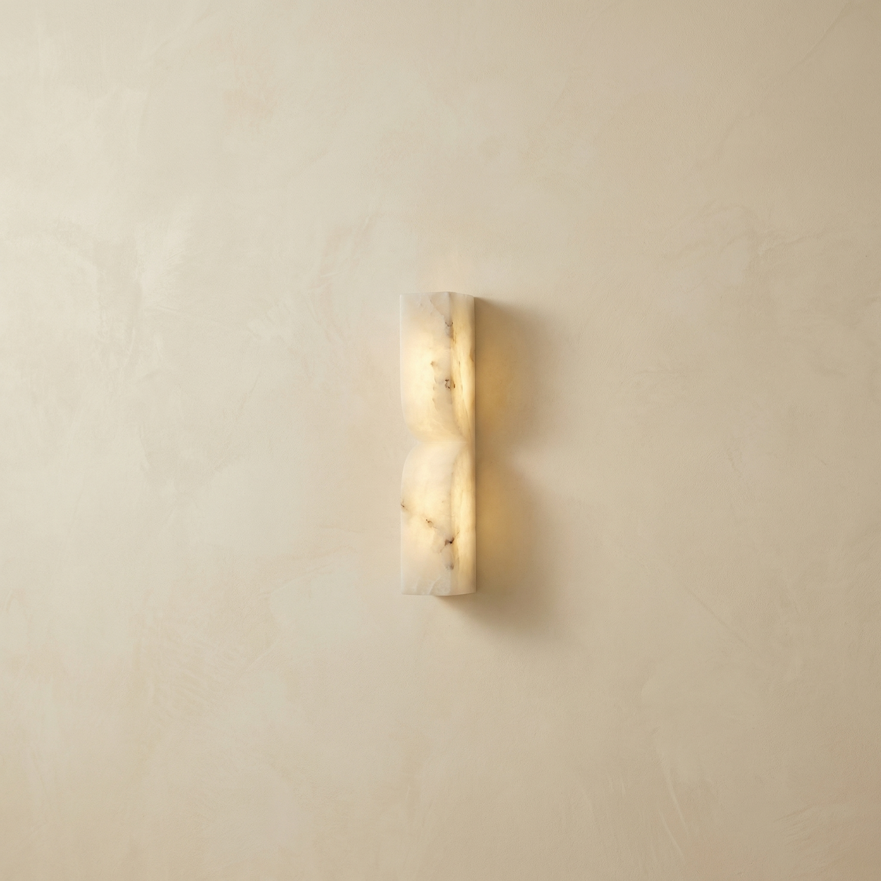 Yiosi Sculpted Form Raw Stone Pillar Alabaster Wall Sconce - Image 1
