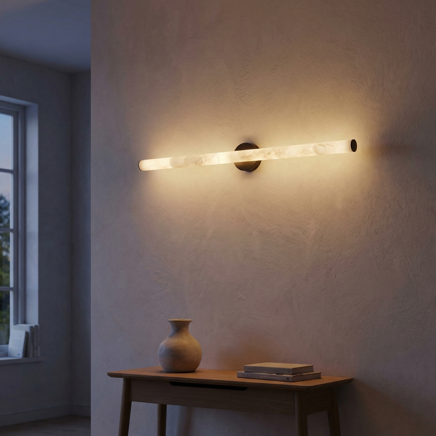 Yiosi Linear Rod Extra Long Alabaster Tube Wall Sconce - Image 2