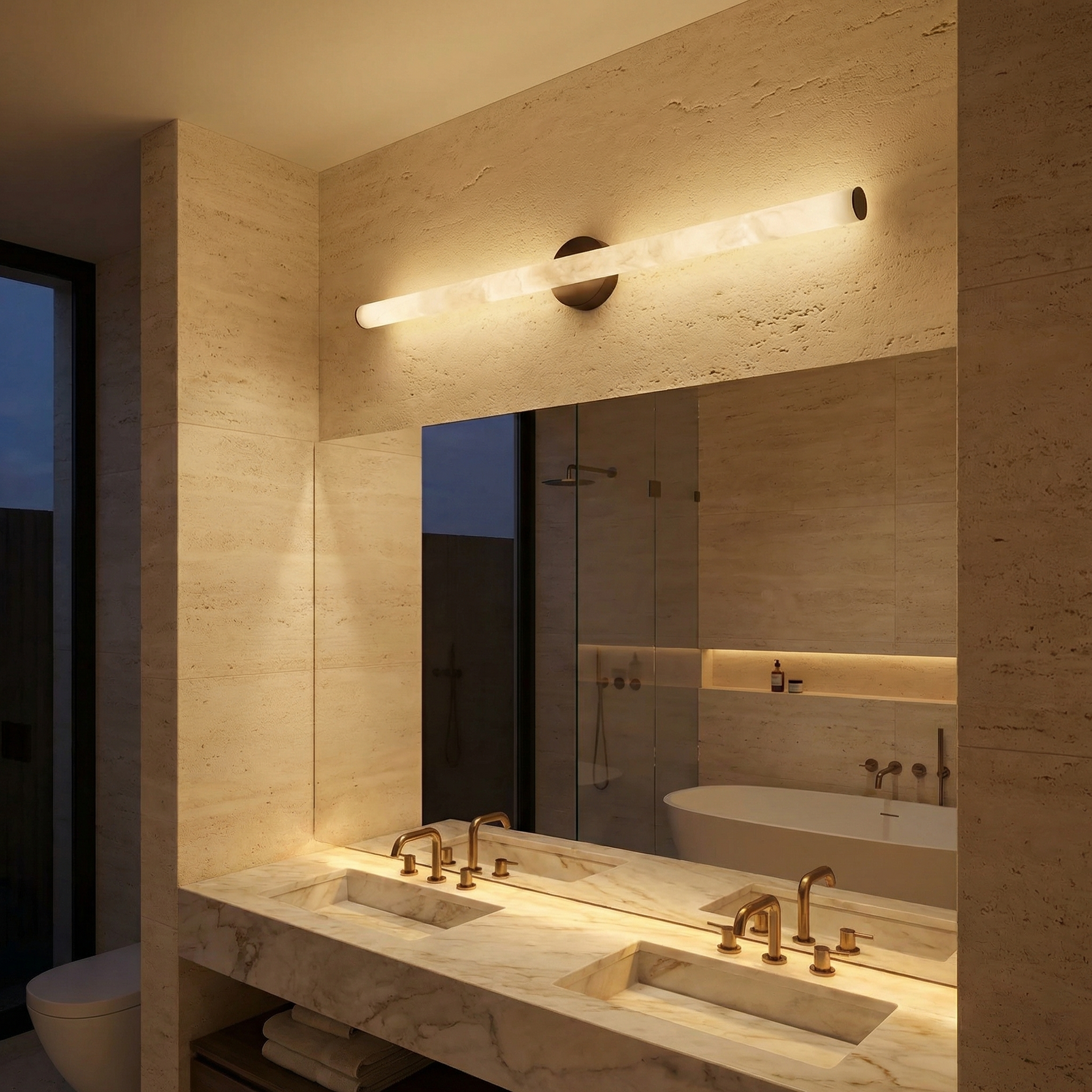 Yiosi Linear Rod Extra Long Alabaster Tube Wall Sconce - Image 3