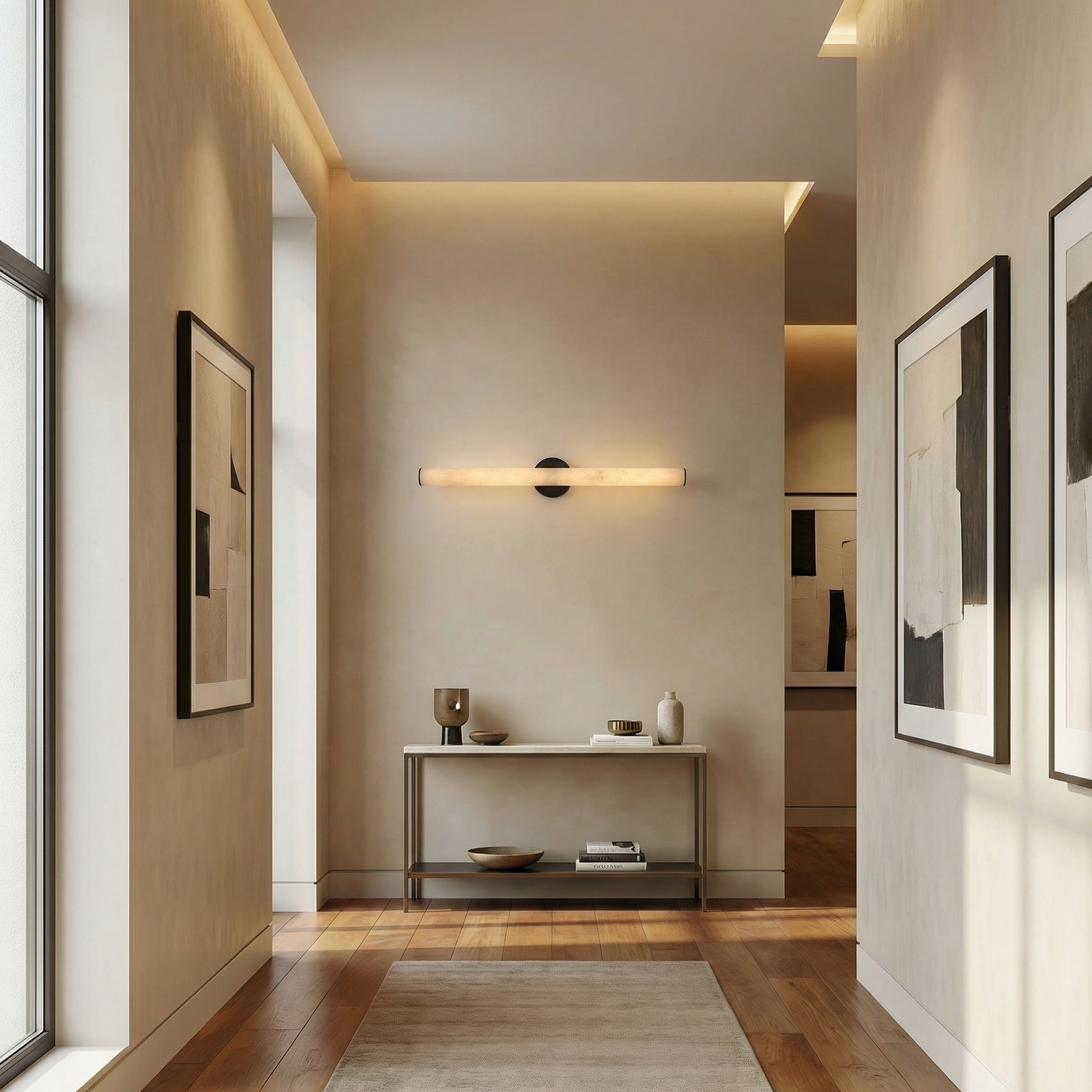 Yiosi Linear Rod Extra Long Alabaster Tube Wall Sconce - Image 4