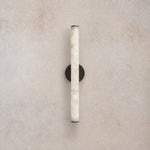Linear Rod Medium Alabaster Tube Wall Sconce – lights off